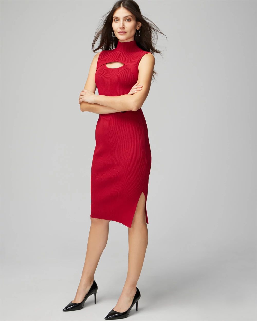 Sleeveless Cutout Sweater Sheath Dress White House Black Market